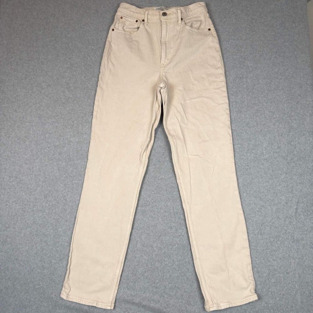 Abercrombie & Fitch Straight Leg Jeans in Light Beige